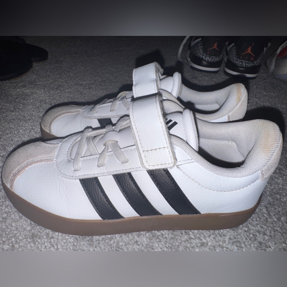 Adidas White and Black Velcro Sneakers